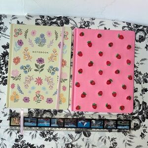Pair of Floral and Strawberry Notebooks